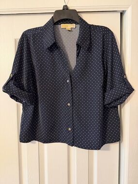 Michael Kors Navy Polka Dot Button-Down Shirt